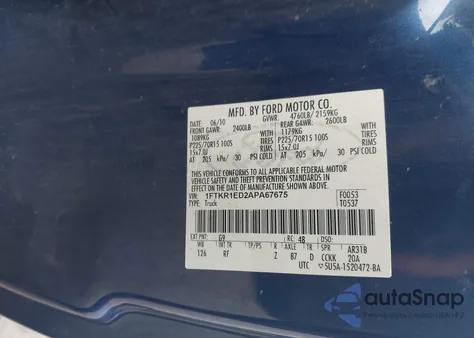 2010 Ford Ranger Xl/Xlt from USA, damaged, VIN 1FTKR1ED2APA67675
